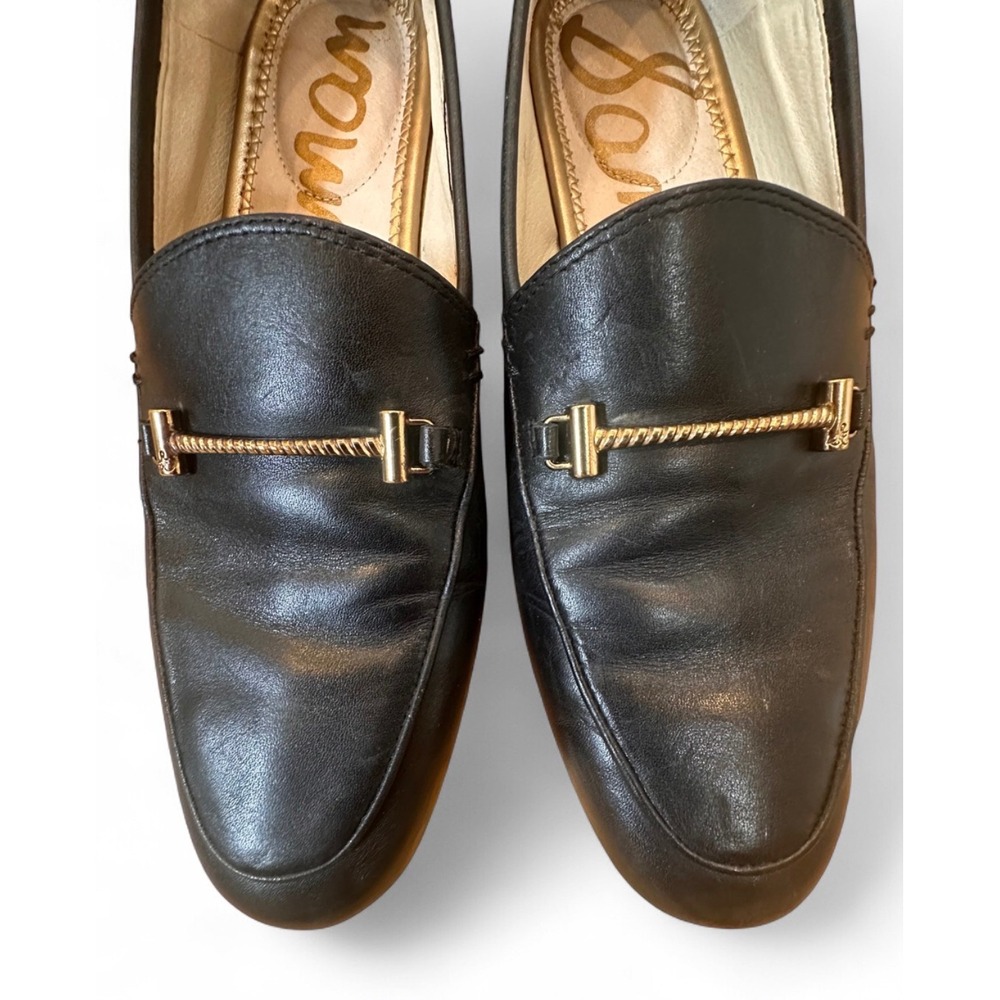 Sam Edelman Lior Black Leather Bit Loafers Gold Hardware Flats Womens 8M - Picture 8 of 8